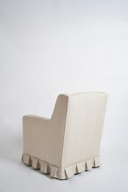 Pair of off white fringe armchairs, 1940s.