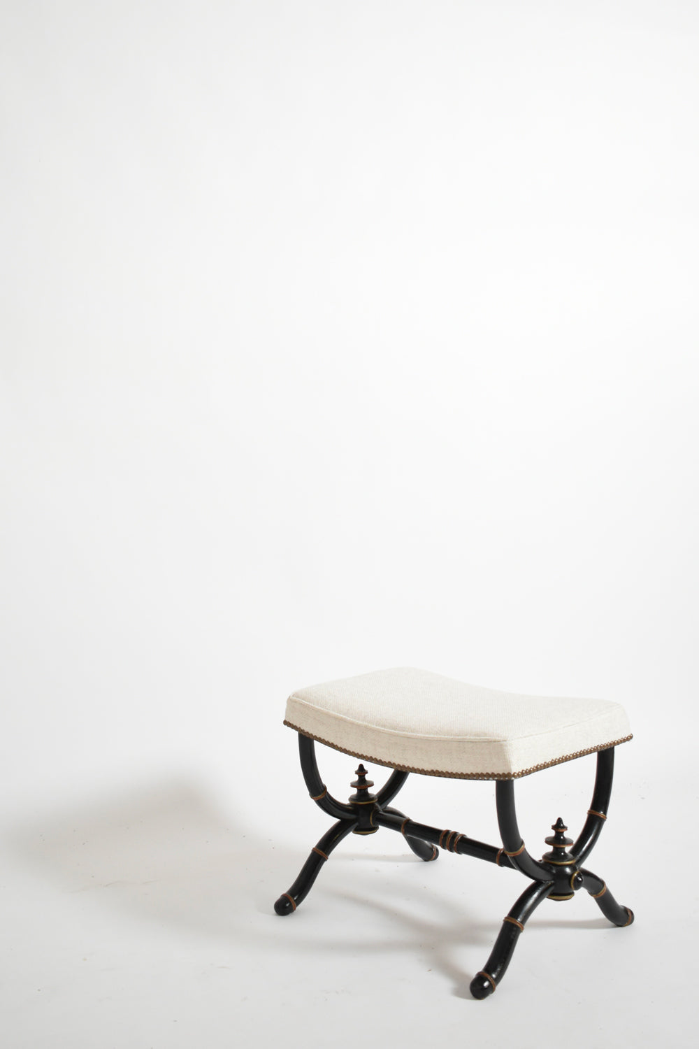 Napoleon III curule faux bamboo stool, XIXth c.