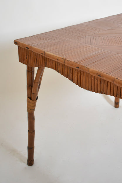Rattan square game table, 1950s.