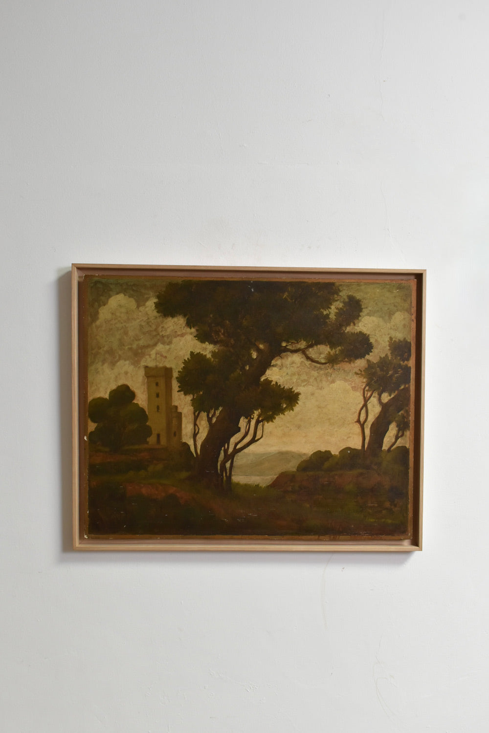 Landscape with ruins painting, 1960s.