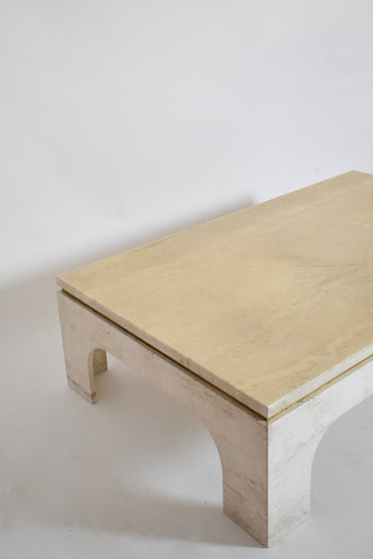Rectangular travertine coffee table, 1970s.