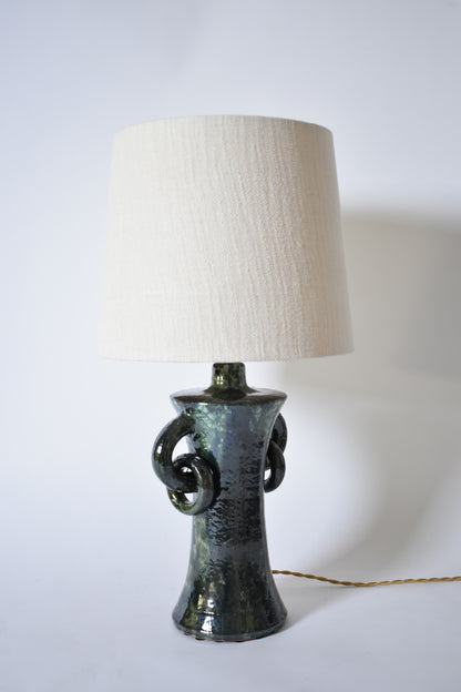 "Kasaï" blue & green handles ceramic lamp 32cm, Barracuda Edition.