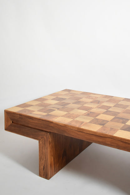Chessboard wooden coffee table, 1960s.