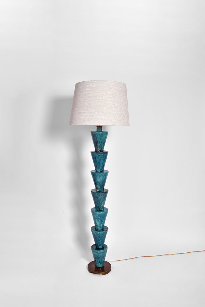 “Nizwa” turquoise ceramic floor lamp, Barracuda Edition.