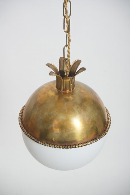 "Granada" 30cm brass and opaline ceiling lamp, Barracuda edition.