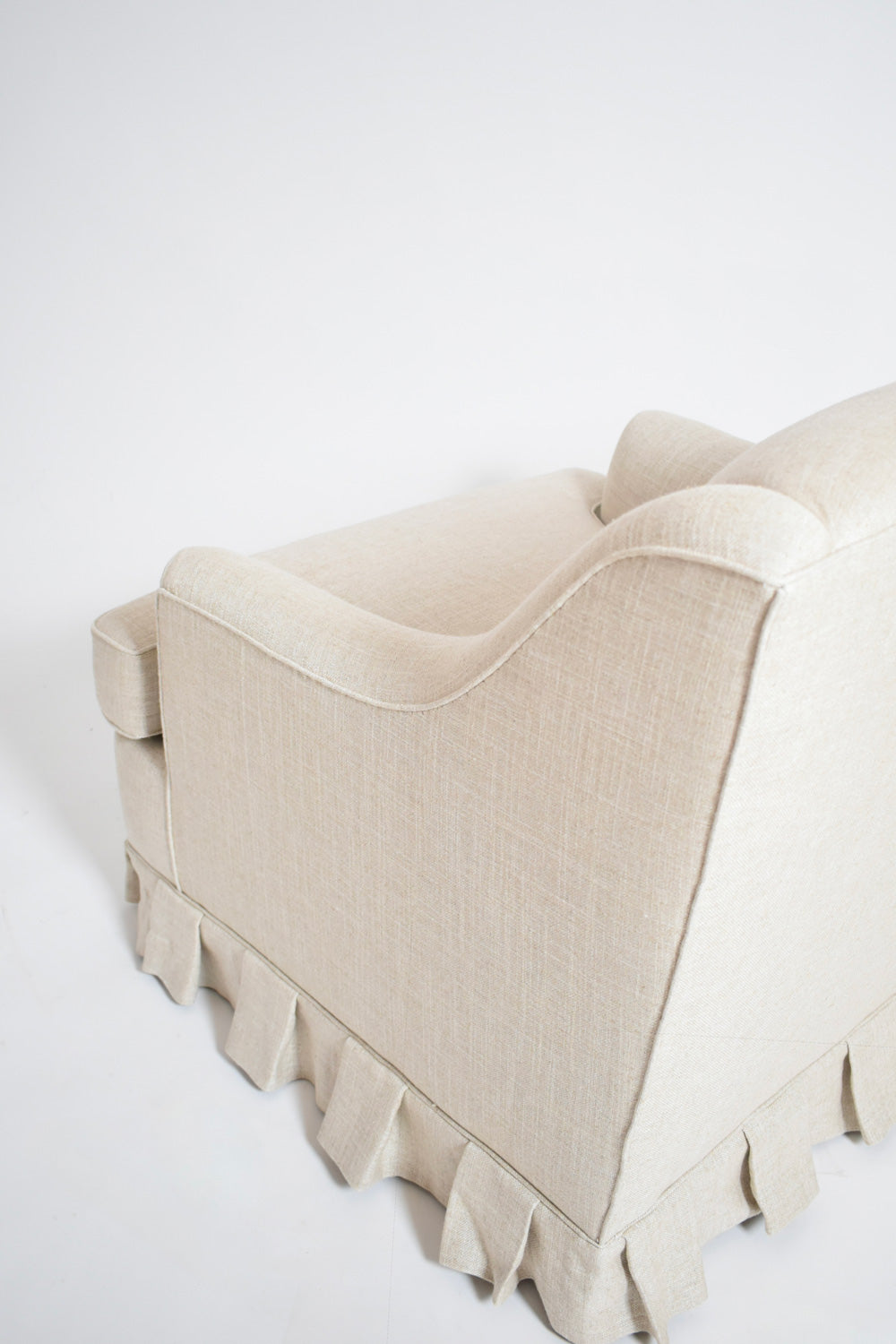 Pair of gray fabric fringe armchairs, 1940s.