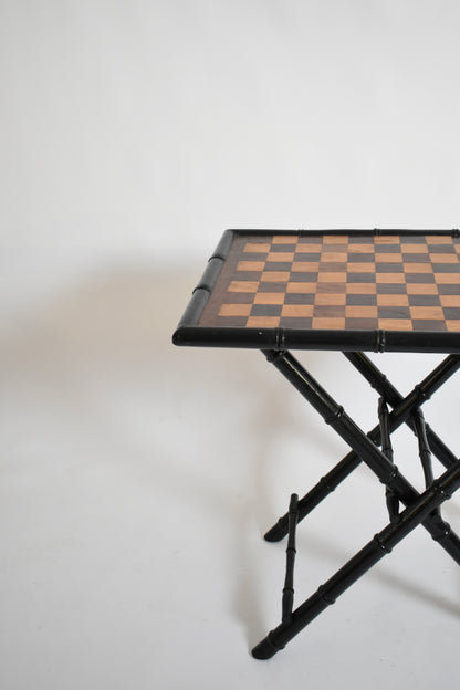 Ebonised wood faux bamboo table, 1960s.