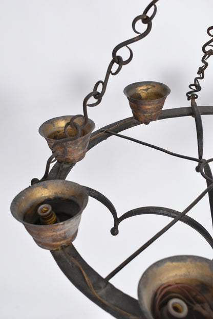 Wrought iron ceiling lamp, 1940s.