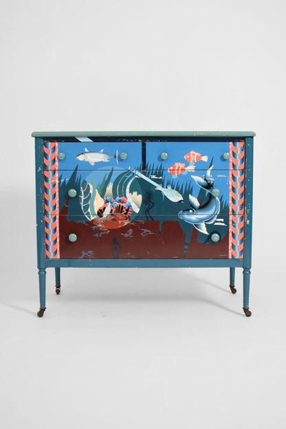 Painted sheet metal chest of drawers, 1960s.