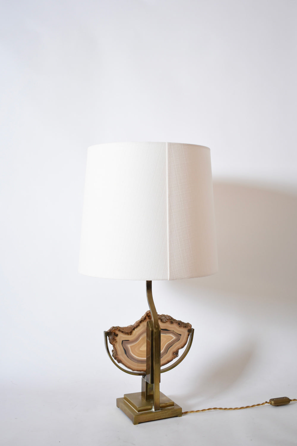 Agate and brass table lamp, 1970s.