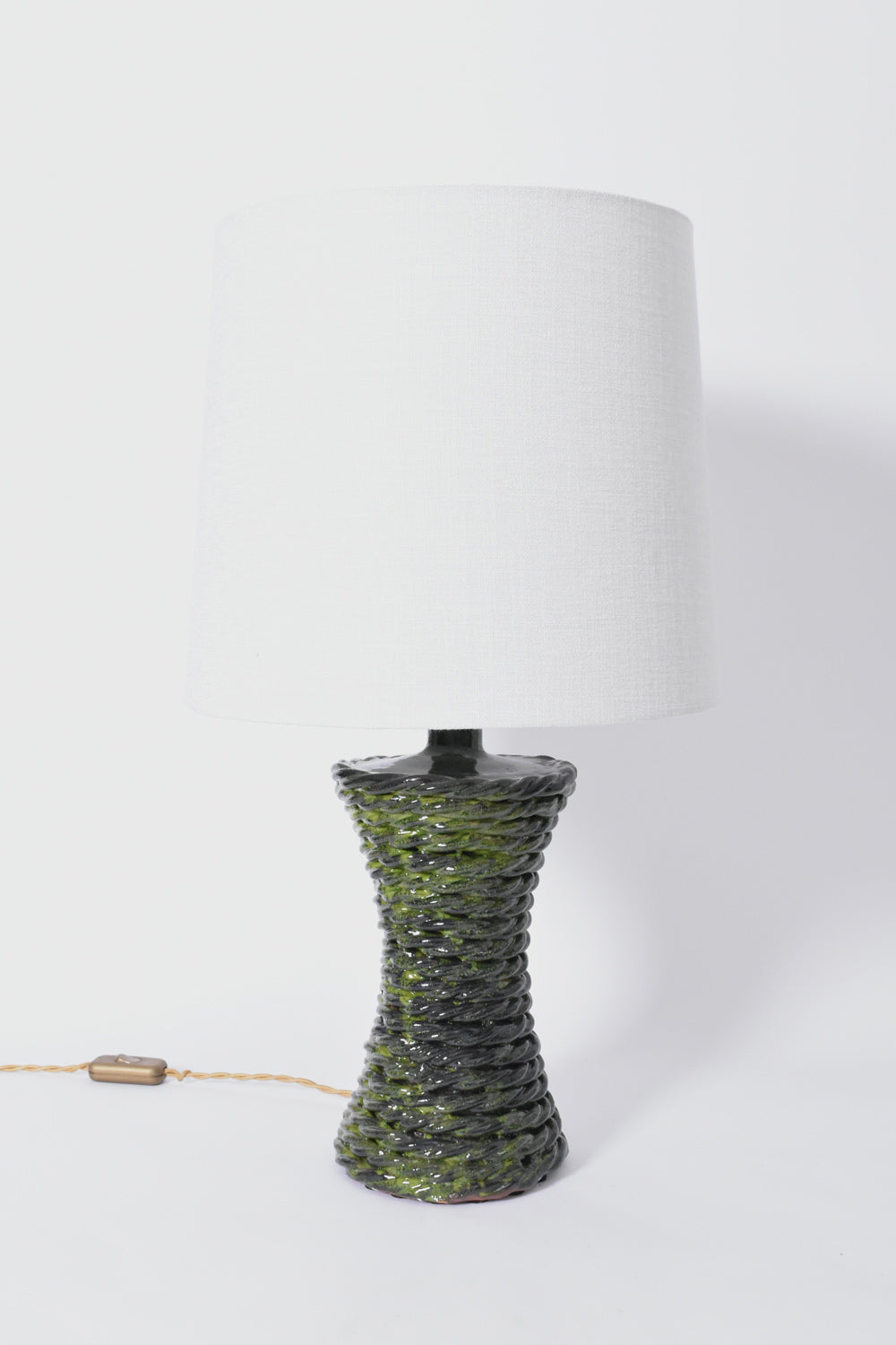 "Kasaï" Rope green ceramic lamp 32cm, Barracuda Edition.