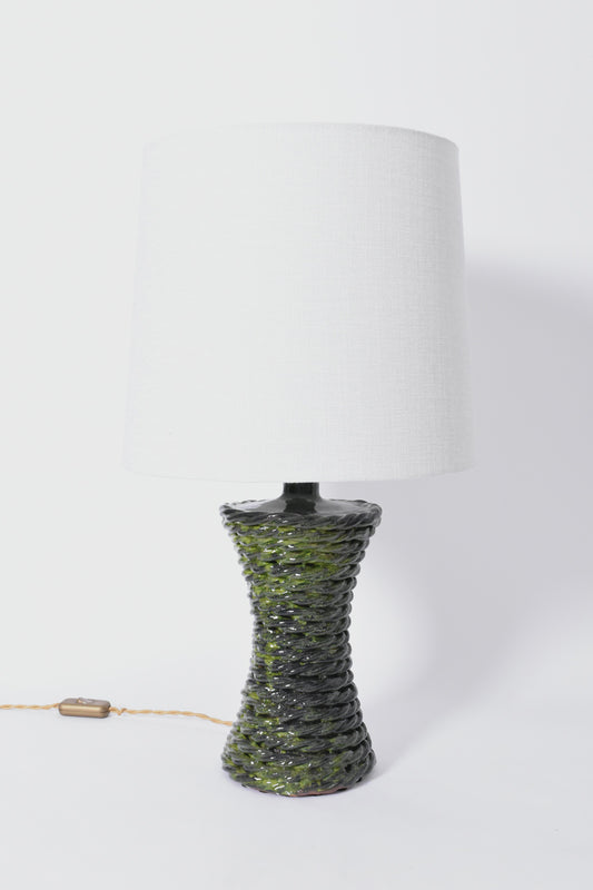 "Kasaï" Rope green ceramic lamp 32cm, Barracuda Edition.