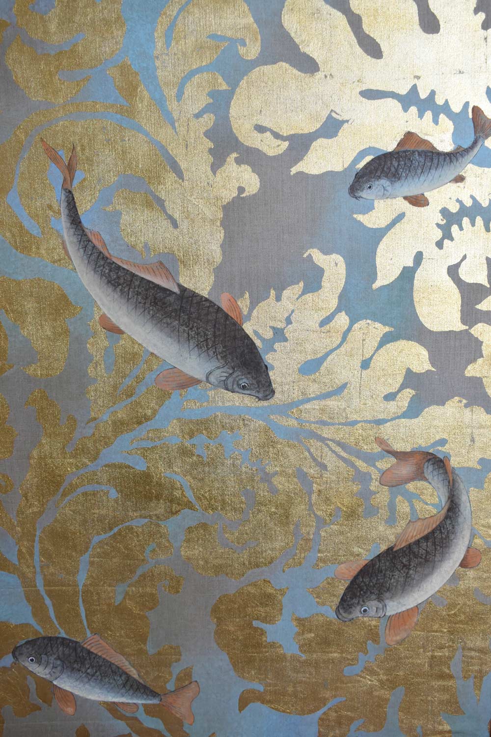 Fishes and foliage print on canvas, 1970s.