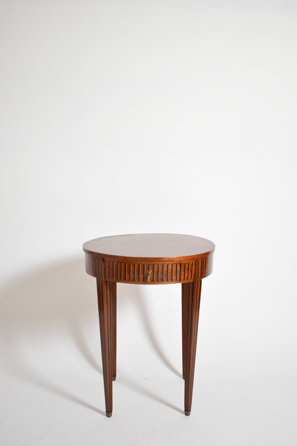 Round marquetry pedestal table, XIXth c.