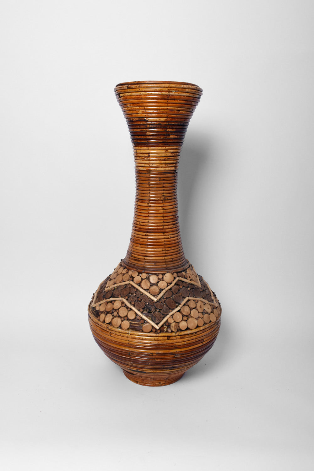 Large rattan vase, 1970s.