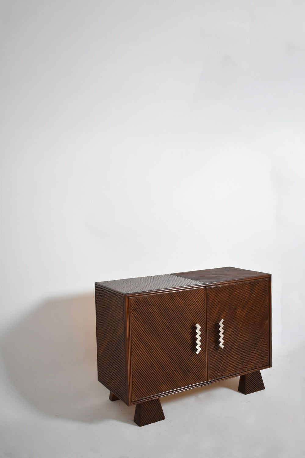 "Arrabida" 120cm brown rattan and nickeled bronze sideboard, Barracuda Edition.