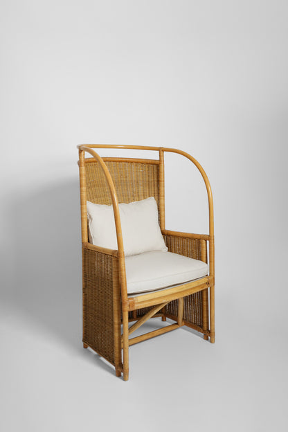 Rattan and wicker armchair, 1950s.