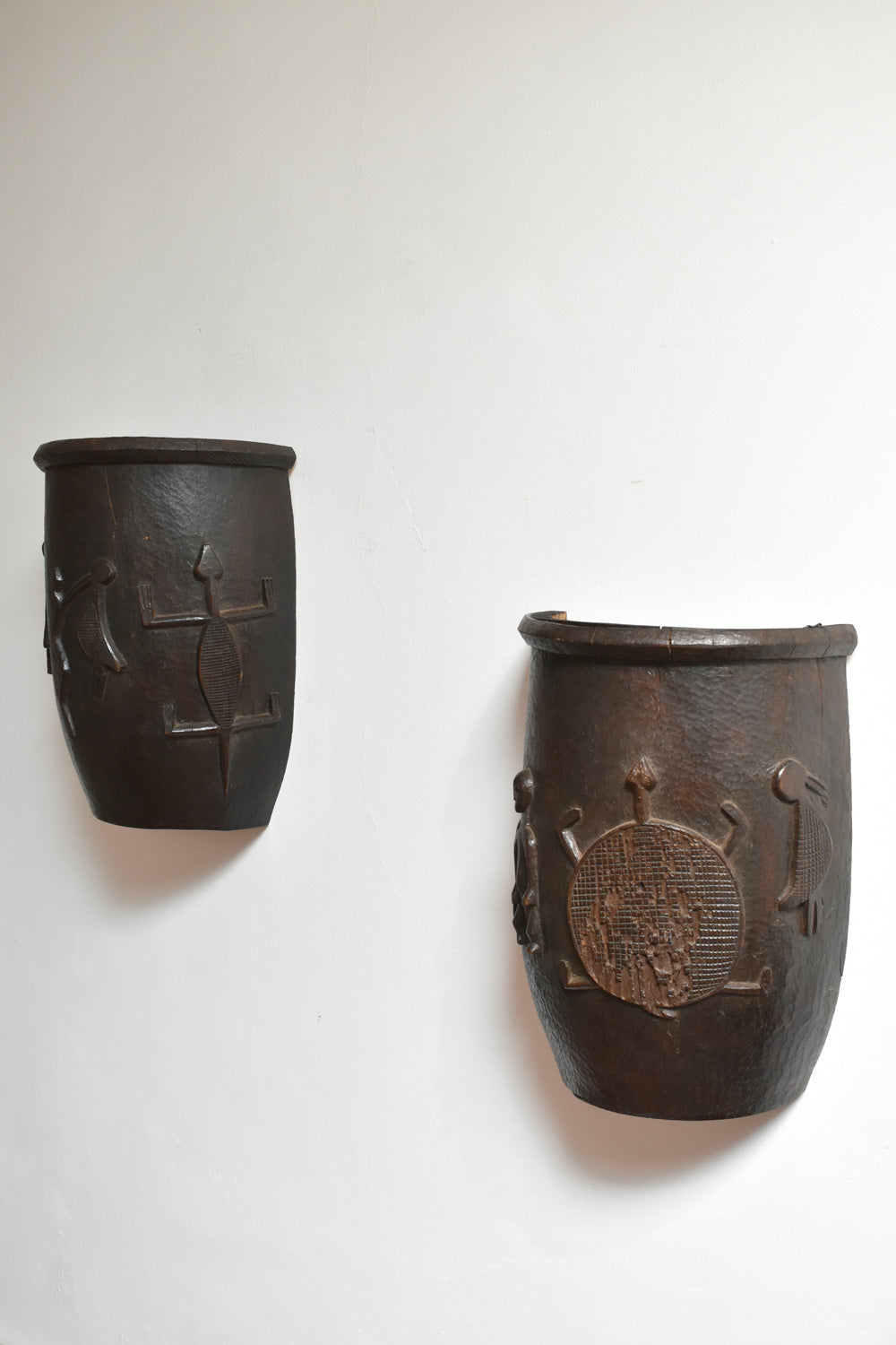 Pair of important wooden carved wall sconces, 1960s.