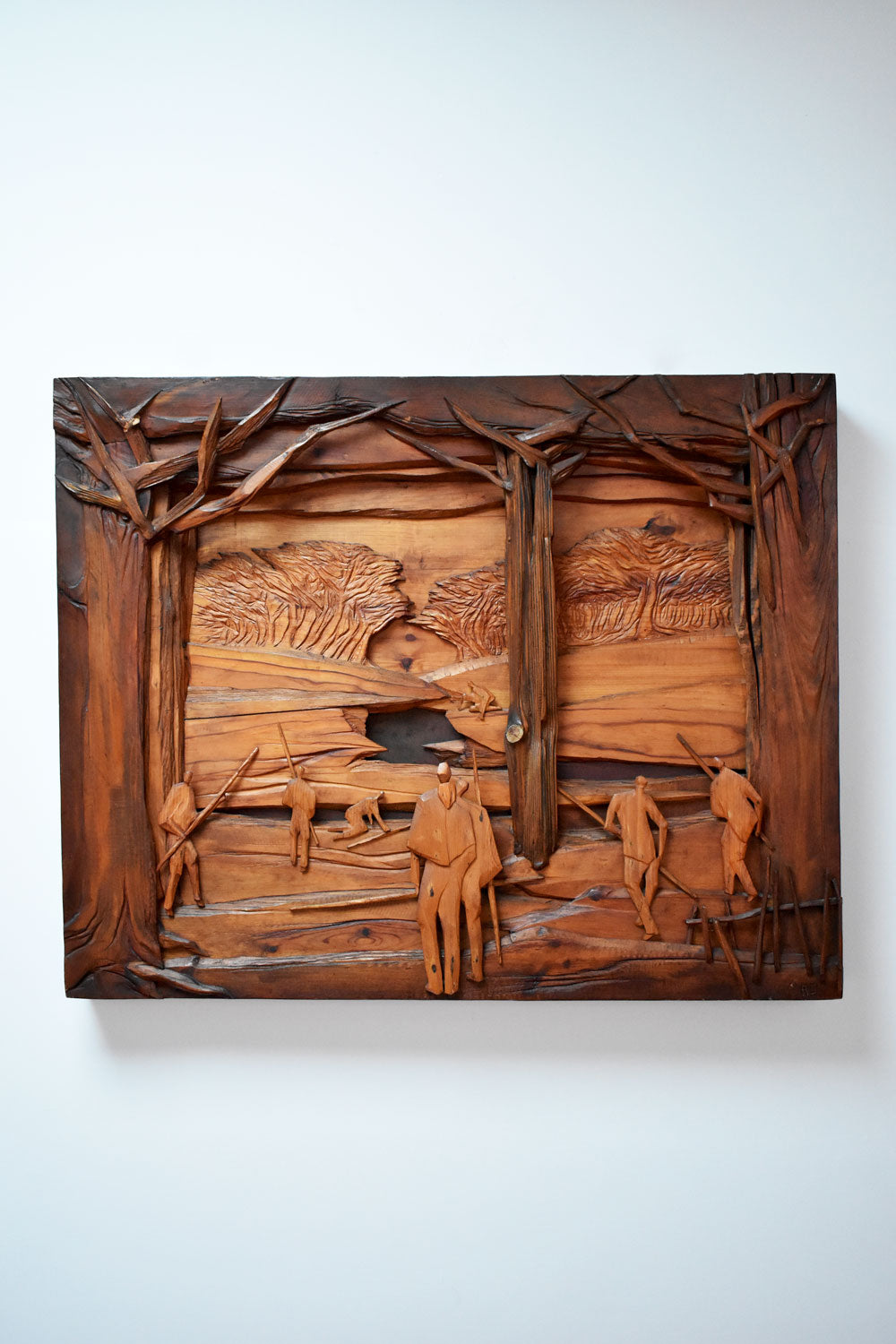 Desesprit wooden wall sculpture, 1970s.