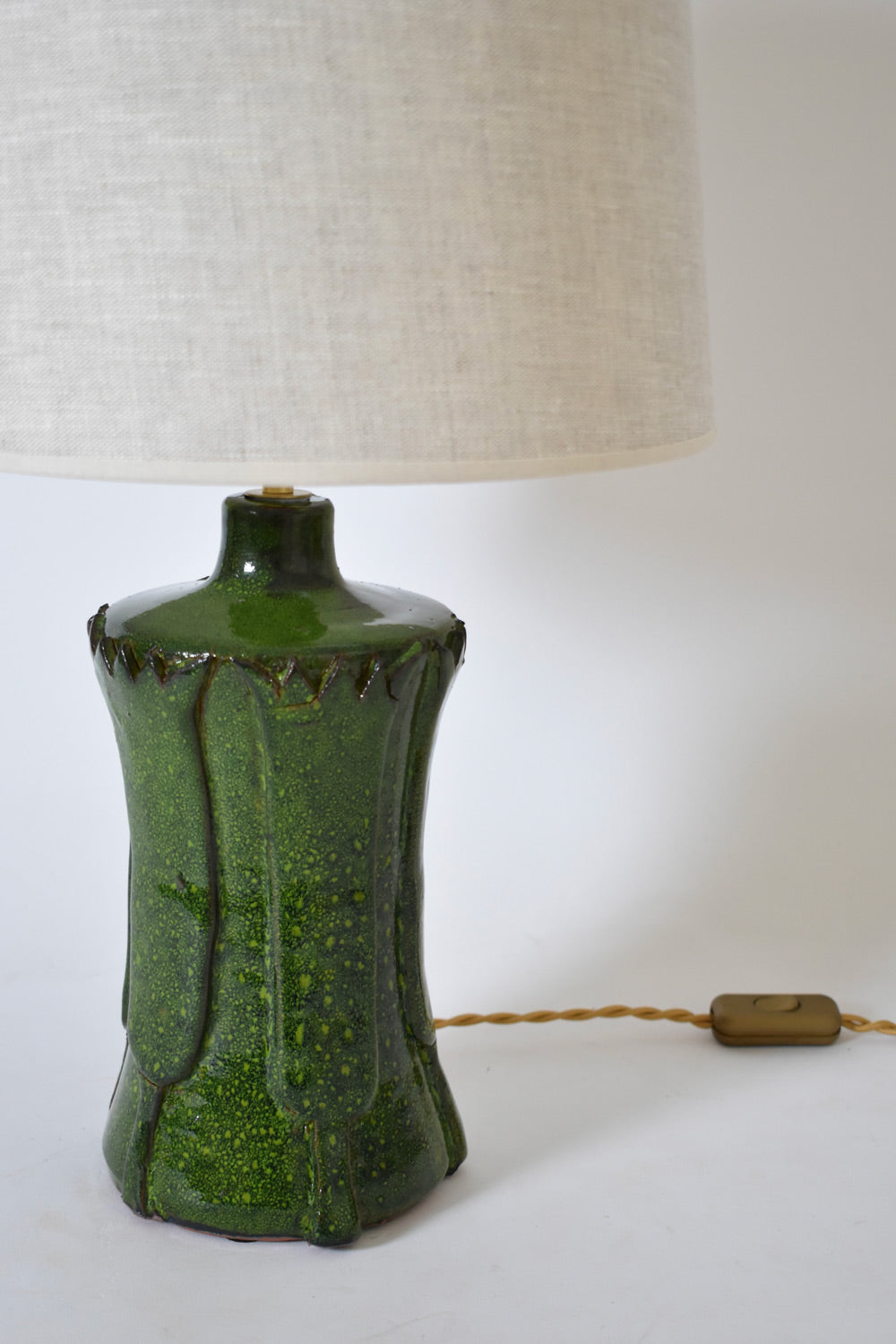 "Kasaï" Nilo green ceramic lamp 32cm, Barracuda Edition
