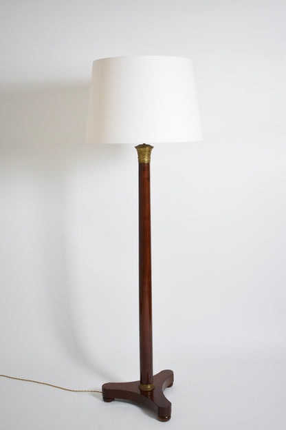Neoclassical wooden tripod floorlamp, 1960s.