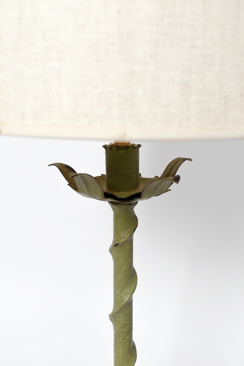 Tripod green iron painted lamp, 1960s