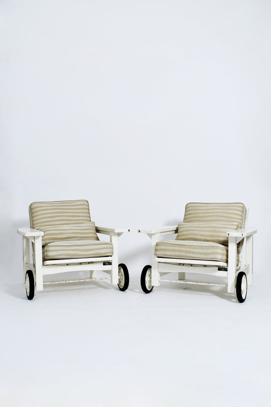 Pair of garden reclinable armchairs, 1970s.