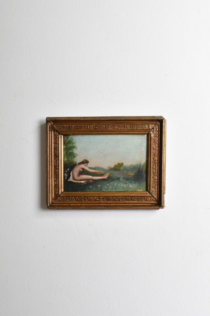 Nude bather symbolist painting, 1900s.