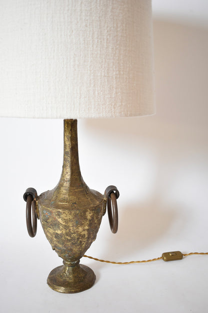 Pedestal gilded iron Max Bré lamp, 1970s.