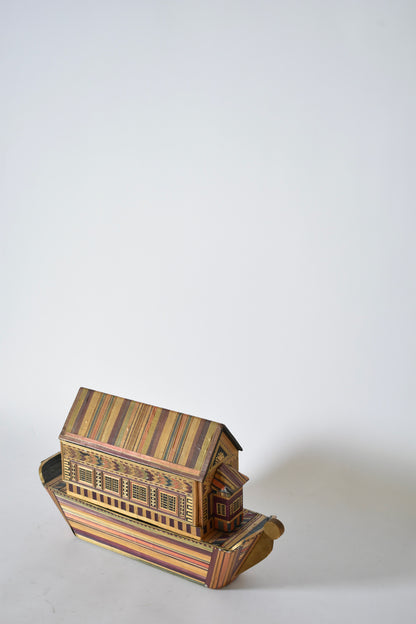Straw marquetry box, 1970s.