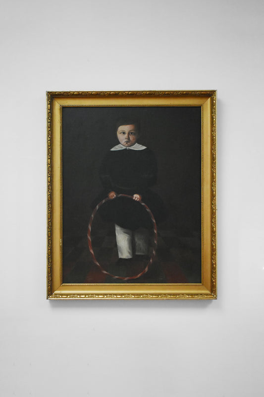 Painting of a child with a red hoop, 19th c.