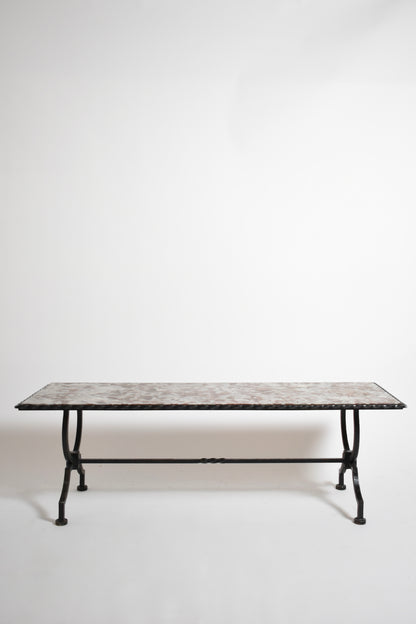 Wrought iron and marble coffee table, 1940s.