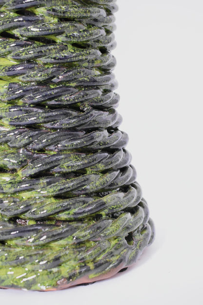 "Kasaï" Rope green ceramic lamp 32cm, Barracuda Edition.