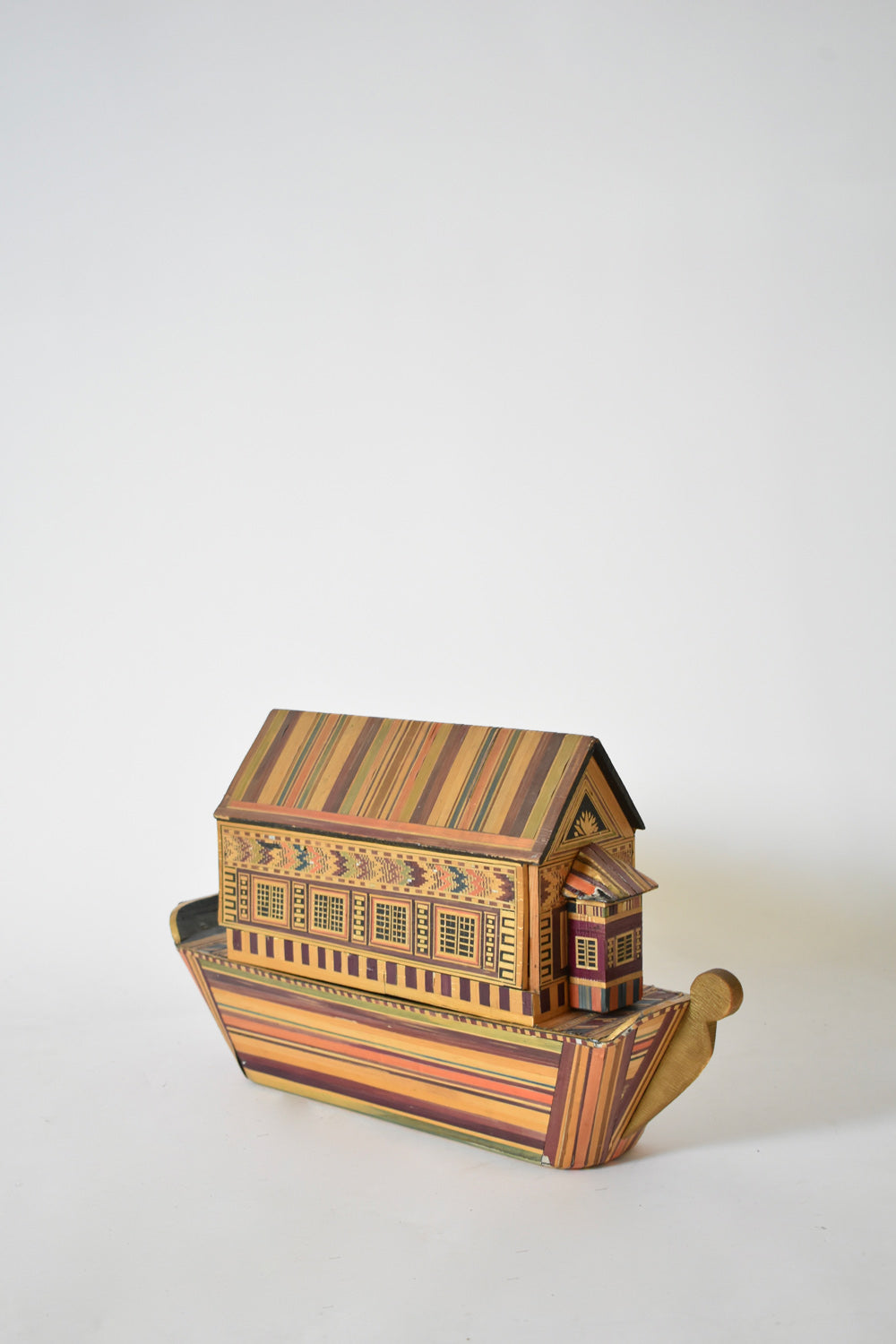 Straw marquetry box, 1970s.