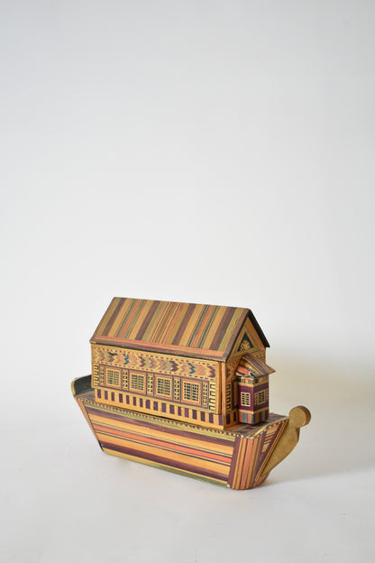 Straw marquetry box, 1970s.