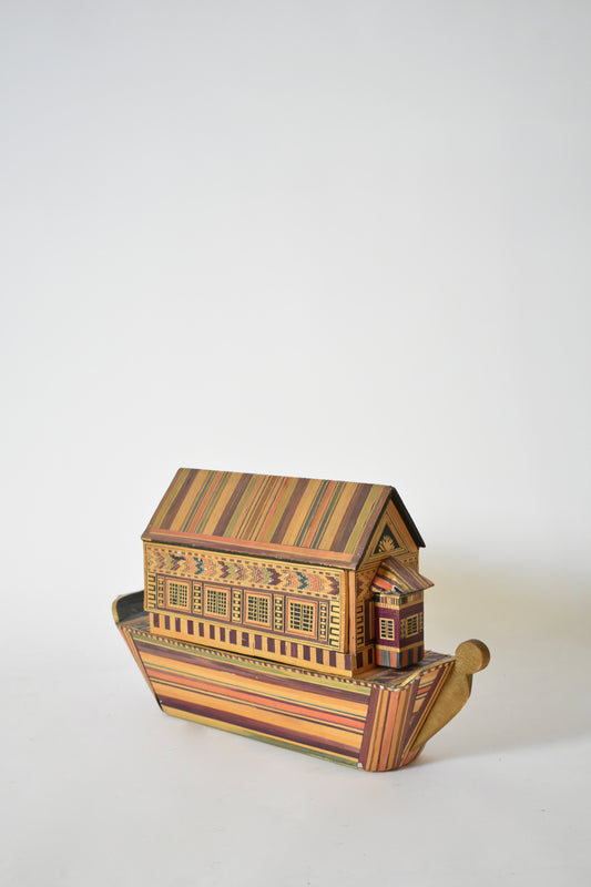 Straw marquetry box, 1970s.