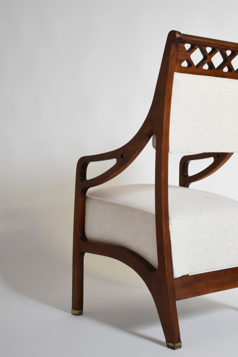Pair of high back crosspieces armchairs, 1960s.
