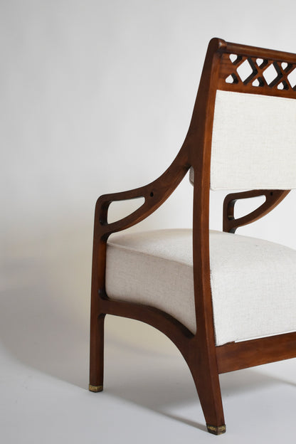 Pair of high back crosspieces armchairs, 1960s.