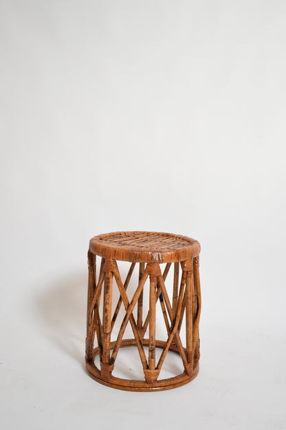 Pair of rattan cylindrical stools, 1960s.