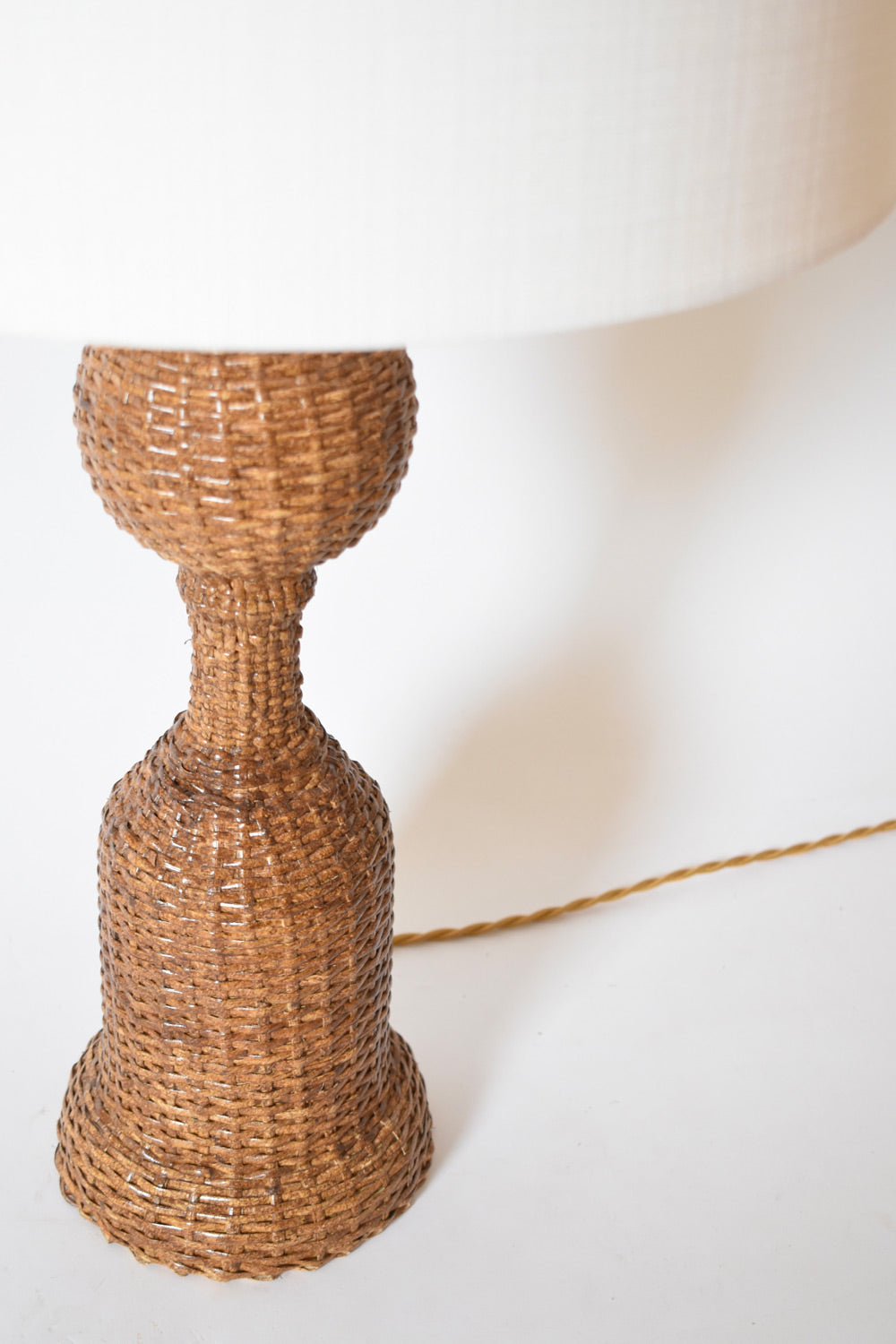 Rattan skin baluster table lamp, 1970s.