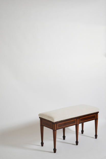 Six legs marquetry bench, XIXth c.