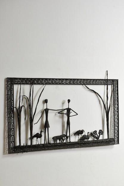 Mural brutalist painting sculpture, 1960s.