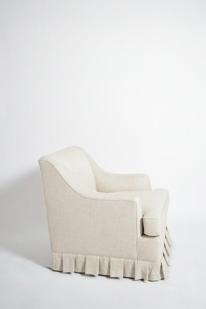 Pair of gray fabric fringe armchairs, 1940s.