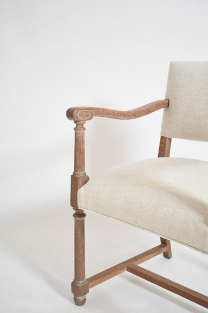 Pair of cerused oak armchairs, 1940s.