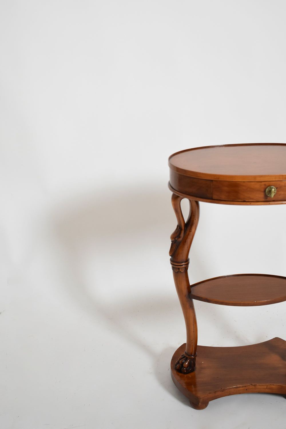 Pair of oval swan side tables, 1900s
