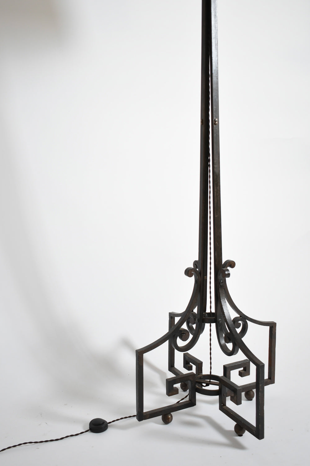 Neoclassical wrought iron floor lamp, 1960s.