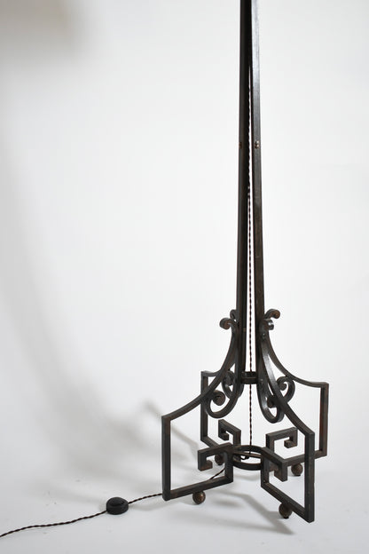 Neoclassical wrought iron floor lamp, 1960s.