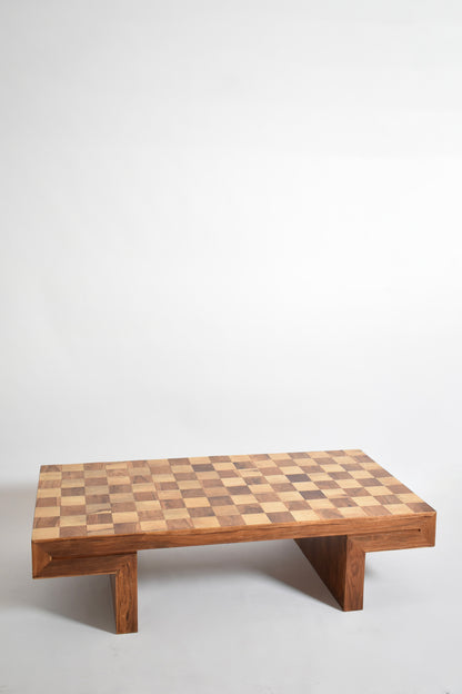 Chessboard wooden coffee table, 1960s.