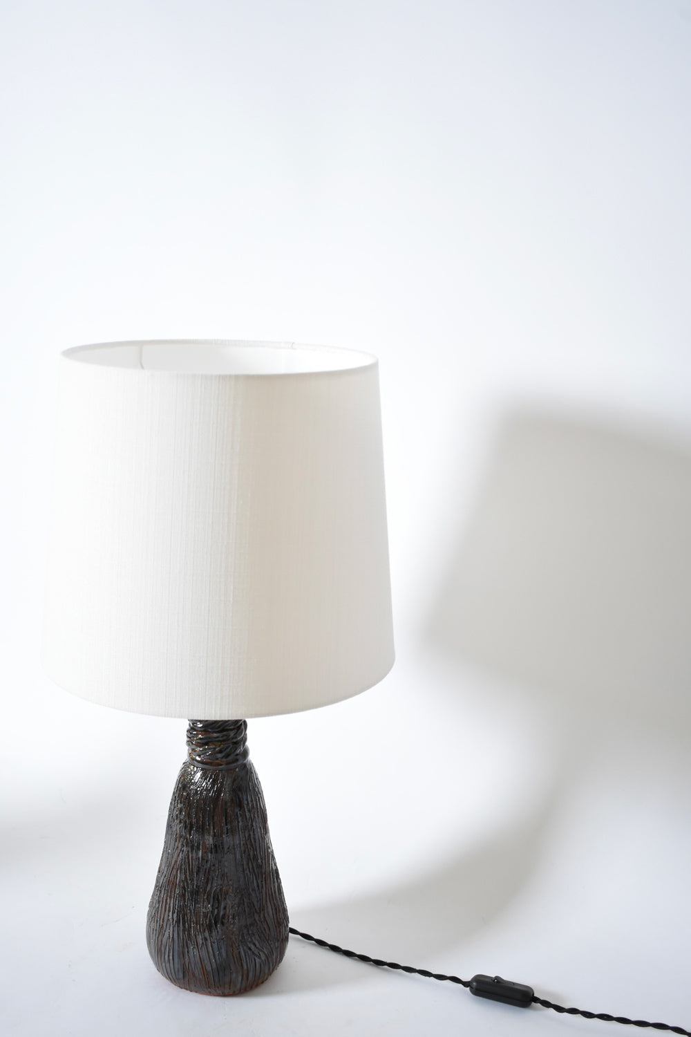 "Villandry" 32cm dark brown navy blue ceramic lamp, Barracuda edition.