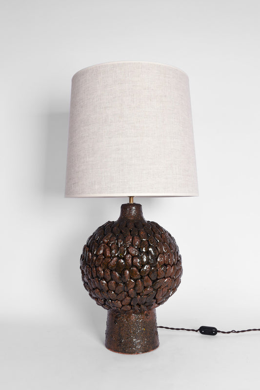 "Melides" brown terracota ceramic lamp, Barracuda edition.